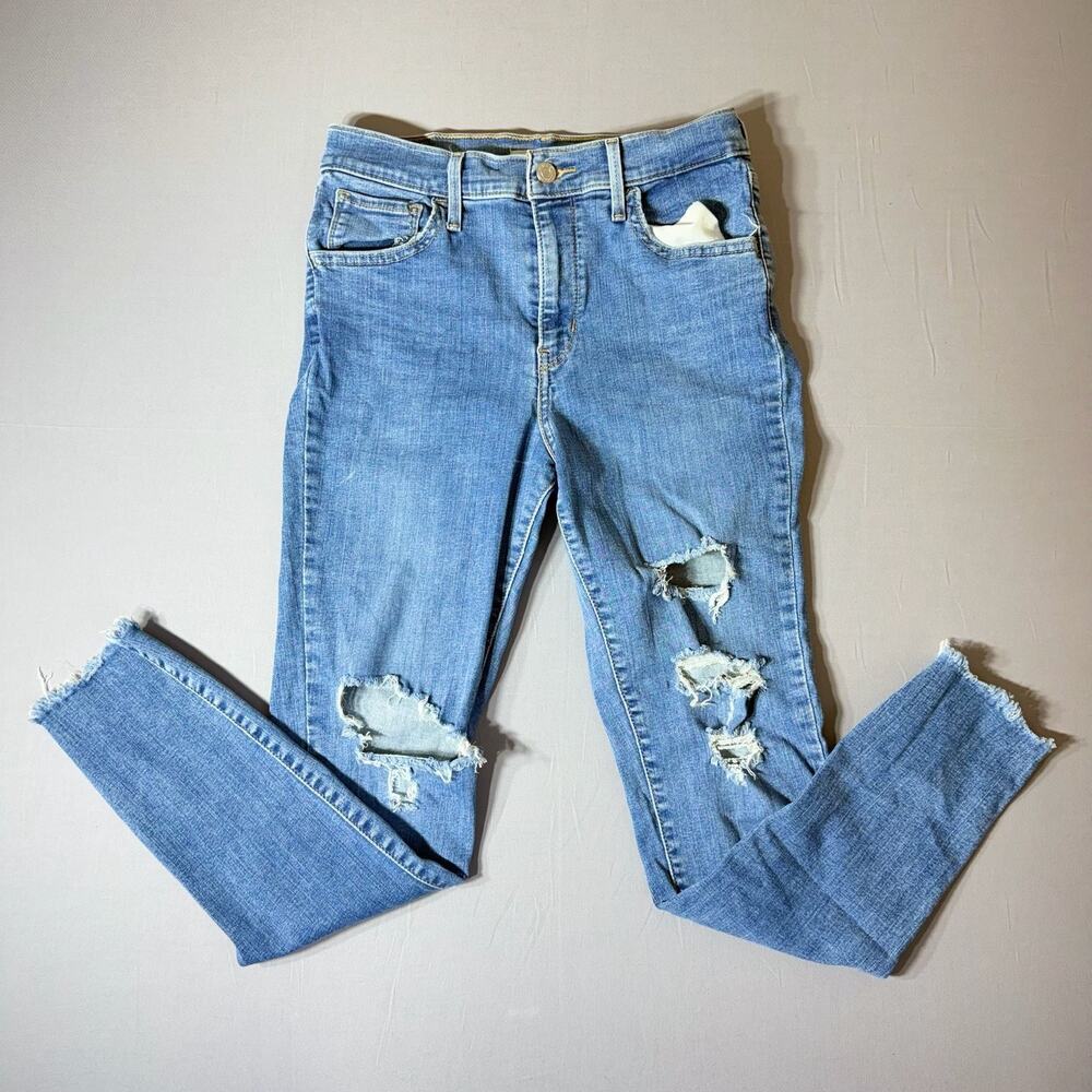 Levi's 720 High Rise Super Skinny Distressed Raw Hem Jeans Size 29